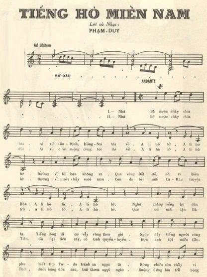 Sheet nhạc Tiếng Hò Miền Nam